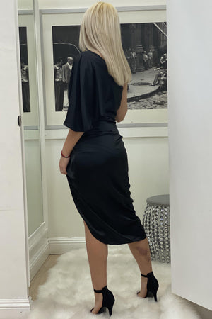 Glam, Black dress with wrap style! - Dimesi Boutique