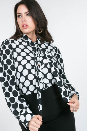 Caroline black and white polka dots blouse - Dimesi Boutique