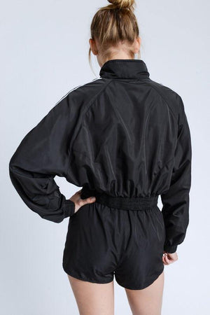 Black windbreaker cropped Jacket - Dimesi Boutique
