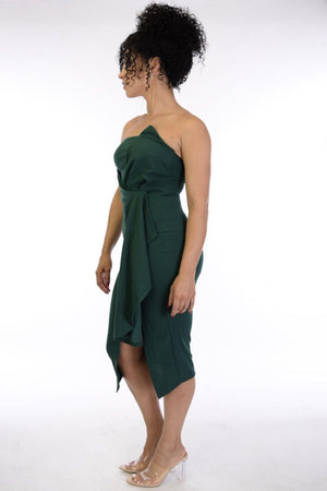 Eva, Strapless dress with side ruffle & slit