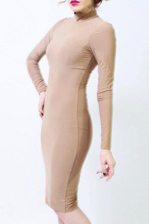 Long sleeve mock neck bodycon dress - Dimesi Boutique