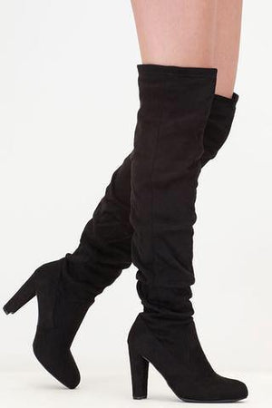 Thigh high suede black boots - Dimesi Boutique