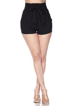 Sally Black Shorts With Tie Front - Dimesi Boutique