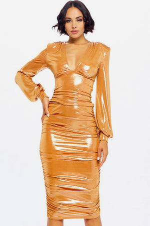 Aria, Long sleeves metallic dress
