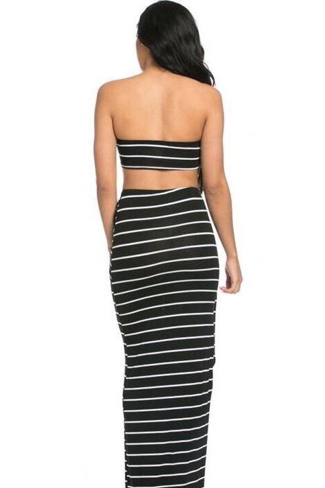 Black striped women's set - Dimesi Boutique