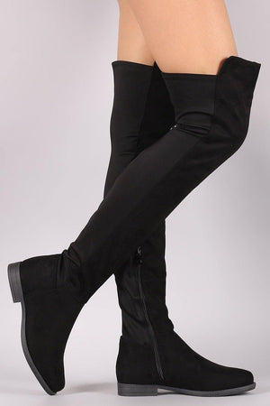 Thigh high black flat boots - Dimesi Boutique