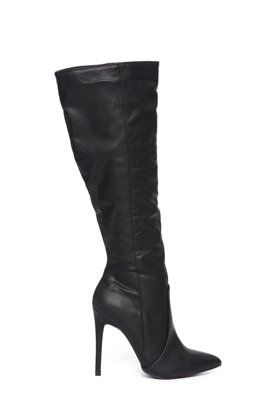 Giselle Leather Mid Calf Black Boots - Dimesi Boutique