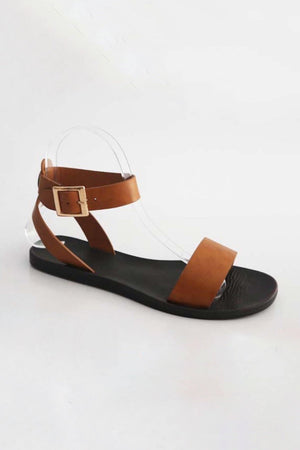Moondance, Tan sandals with ankle strap - Dimesi Boutique
