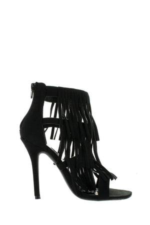 Strappy layered fringe heels - Dimesi Boutique