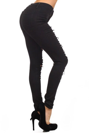 Tasha, High-rise distressed black jeans - Dimesi Boutique