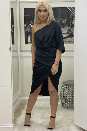 Glam, Black dress with wrap style! - Dimesi Boutique