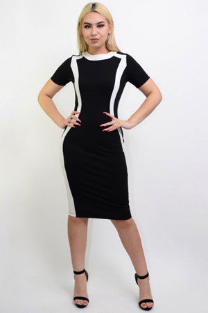 Rochi black-white dressy Midi dress - Dimesi Boutique