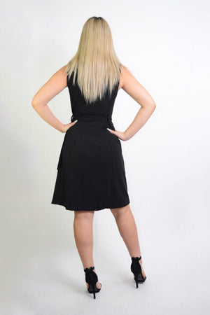 Black Wrap dress with belt attached - Dimesi Boutique