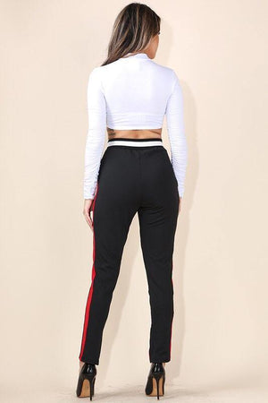 Riley, Black pants with side stripe - Dimesi Boutique