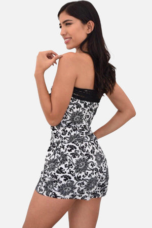 Anis, Strapless black and white printed romper