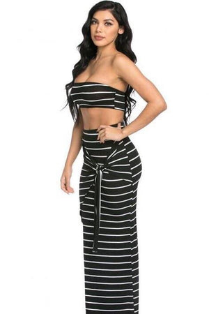 Black striped women's set - Dimesi Boutique