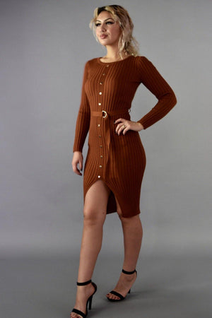 Venus, Cog sweater dress with belt attached - Dimesi Boutique