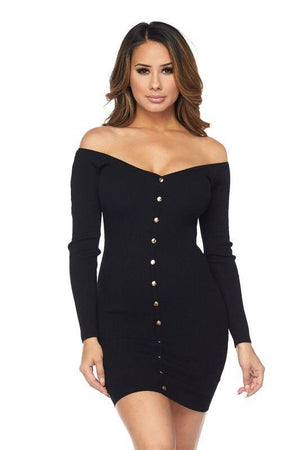 Off shoulder black mini dress - Dimesi Boutique