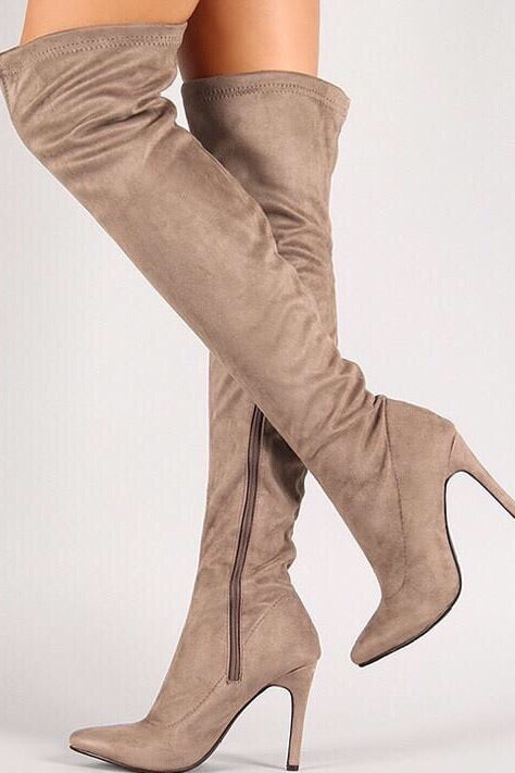 Thigh high taupe boots - Dimesi Boutique