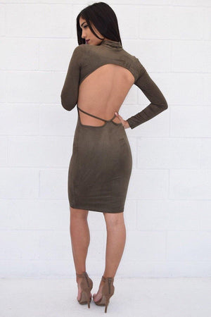 Jocelyn, Open back suede dress - Dimesi Boutique