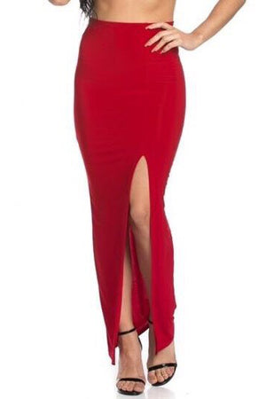 Zoe, High rise maxi skirt with leg slit - Dimesi Boutique
