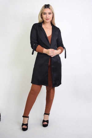 Priscilla, Long Sleeve Black Coat - Dimesi Boutique