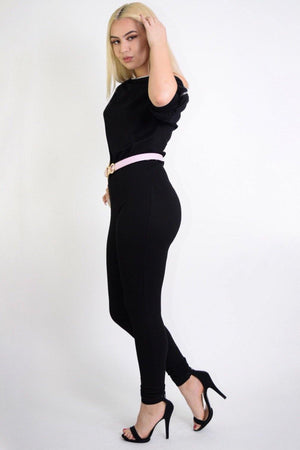 Nicole, Black Jumpsuit With Zipper Shoulder - Dimesi Boutique