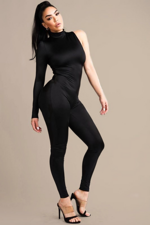 Renata, One Sleeve Black Jumpsuit - Dimesi Boutique