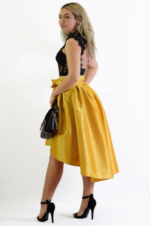 Emily Mustard Flared Skirt - Dimesi Boutique