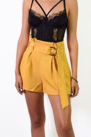 Sydney, High waist shorts with attached belt - Dimesi Boutique