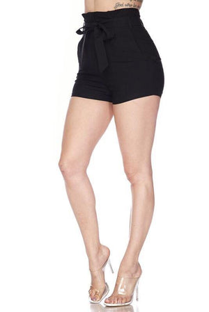 Sally Black Shorts With Tie Front - Dimesi Boutique