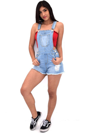 Sydney, Distressed overall shorts - Dimesi Boutique