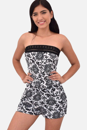 Anis, Strapless black and white printed romper