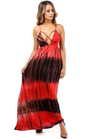 Spaghetti strap dress with tie-dye pattern - Dimesi Boutique