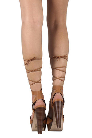 Betsey, Platform open toe tie up heels with chunky heel - Dimesi Boutique
