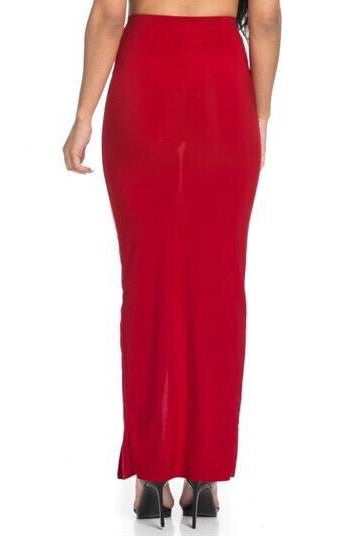 Zoe, High rise maxi skirt with leg slit