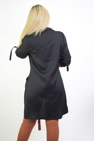 Priscilla, Long Sleeve Black Coat - Dimesi Boutique