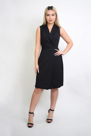 Black Wrap dress with belt attached - Dimesi Boutique
