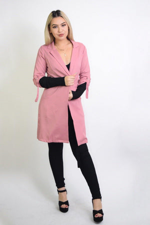 Priscilla, Long Sleeve Rose Coat - Dimesi Boutique