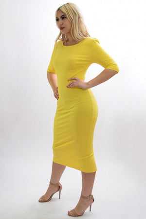 Stella yellow Classic midi dress - Dimesi Boutique