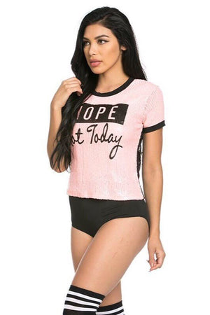 Hope, Pink Sequin Graphic Tee - Dimesi Boutique