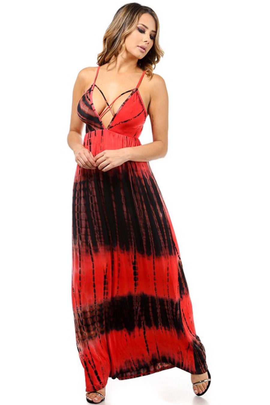 Spaghetti strap dress with tie-dye pattern - Dimesi Boutique