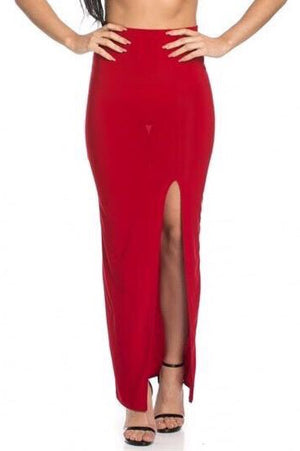 Zoe, High rise maxi skirt with leg slit - Dimesi Boutique