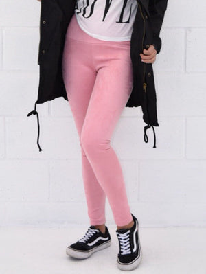 May, Pink suede high rise leggings - Dimesi Boutique