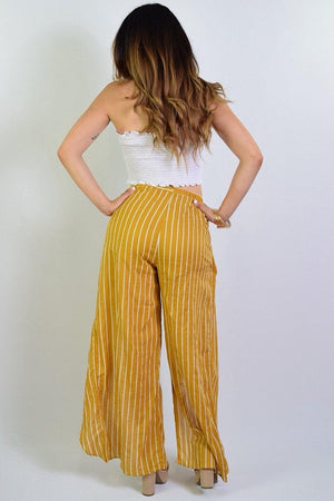 Kat, Striped pants with leg slit - Dimesi Boutique
