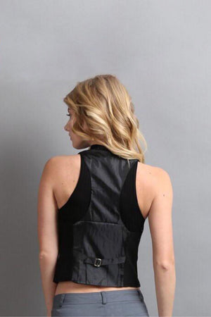Linda, Button up vest with adjustable back