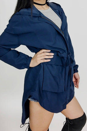 Long sleeve zip up navy cargo jacket - Dimesi Boutique