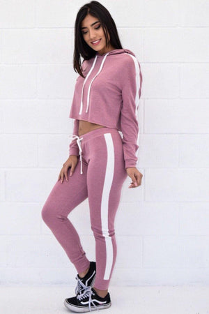 Avery, Set with hood crop top and leggings - Dimesi Boutique