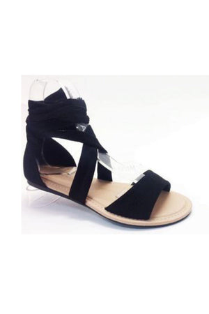 Clover, Flat sandals with ankle strap wraps - Dimesi Boutique