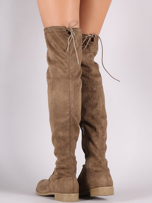 Thigh high flat suede boots - Dimesi Boutique